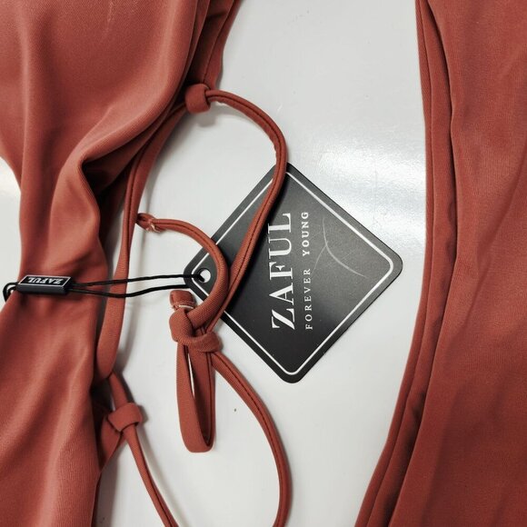 Zaful Rust Brown Swimsuit Triangle Bikini Set Womens Size S Swimwear - Picture 4 of 6